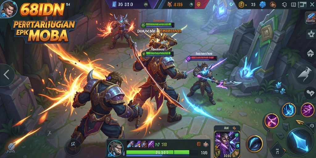 Screenshot gameplay mendebarkan dari pertarungan tim di 68IDN.