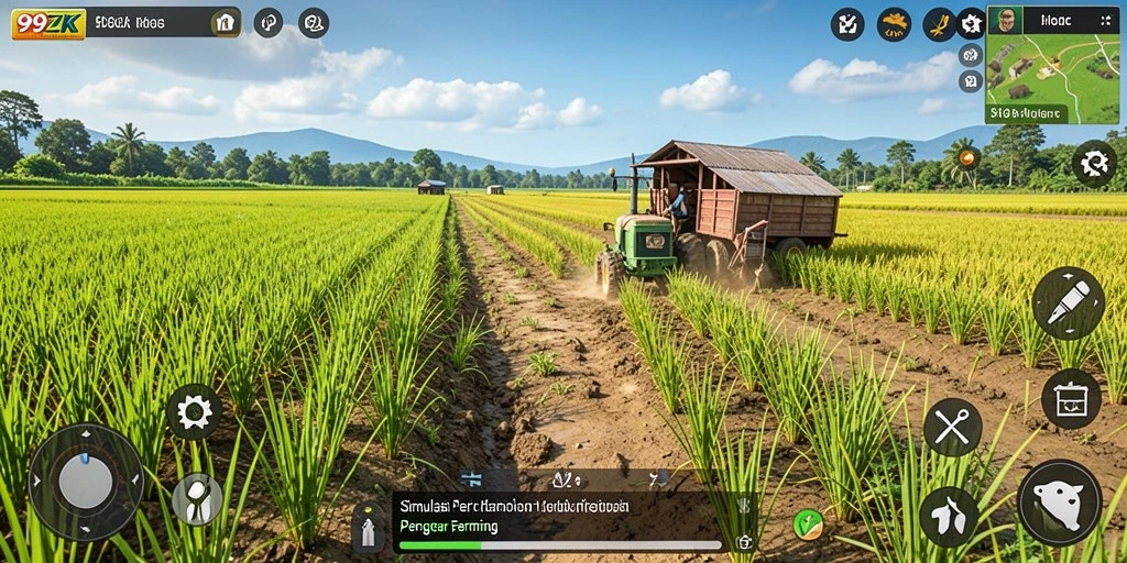 Screenshot utama 99ZK menampilkan aktivitas berkebun yang seru.