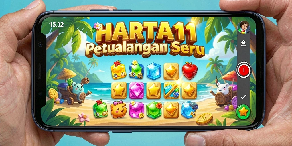 Screenshot HARTA11 menampilkan gameplay seru saat mencocokkan permata.