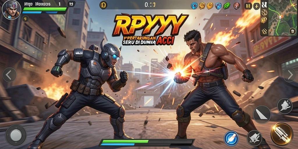 Screenshot menggambarkan pertarungan seru dalam game RPYYY.