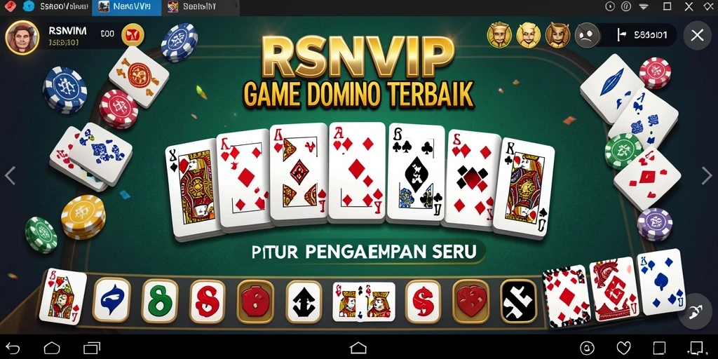 Screenshot utama RSNVIP menampilkan gameplay Domino yang seru.
